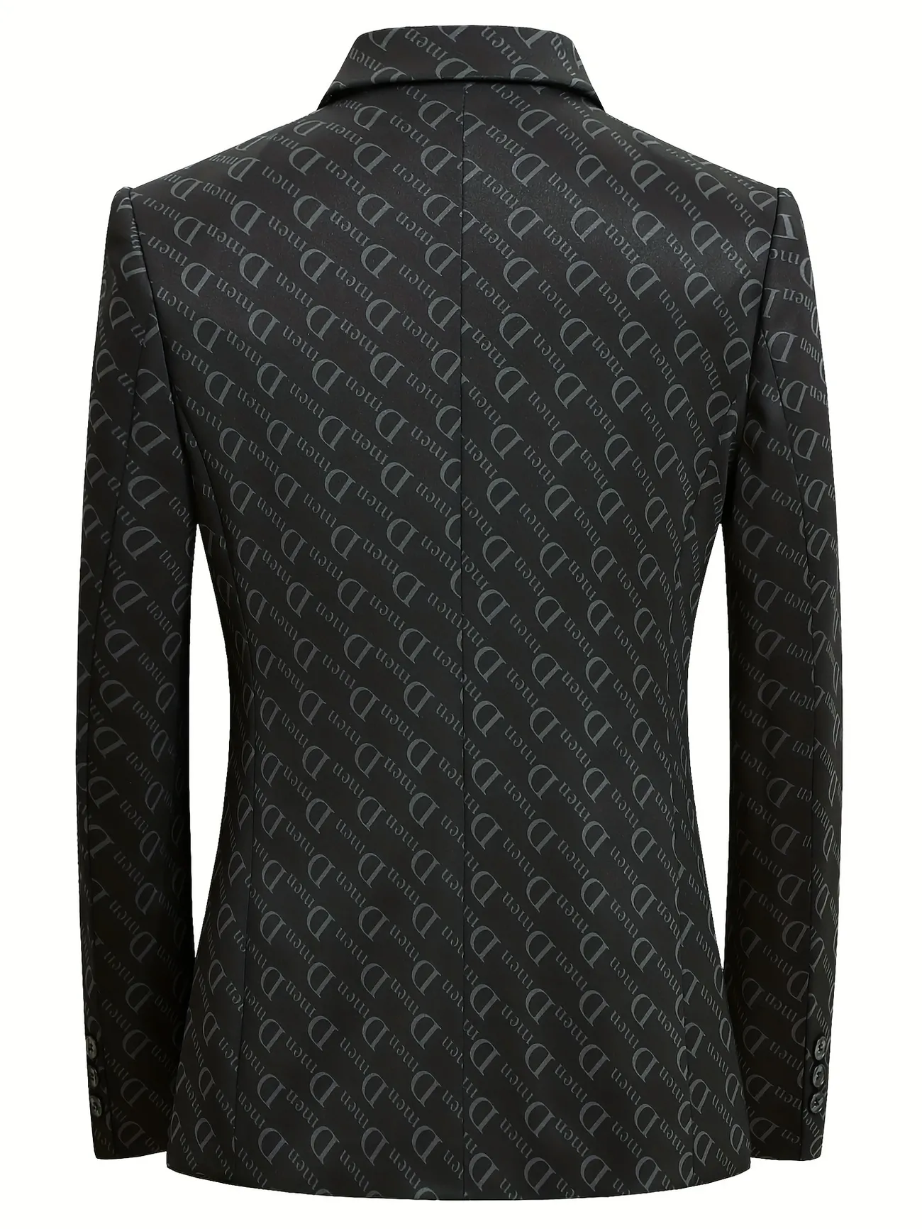 Letter Print Two Button Blazer, Men's Semi-formal Suit Jacket For