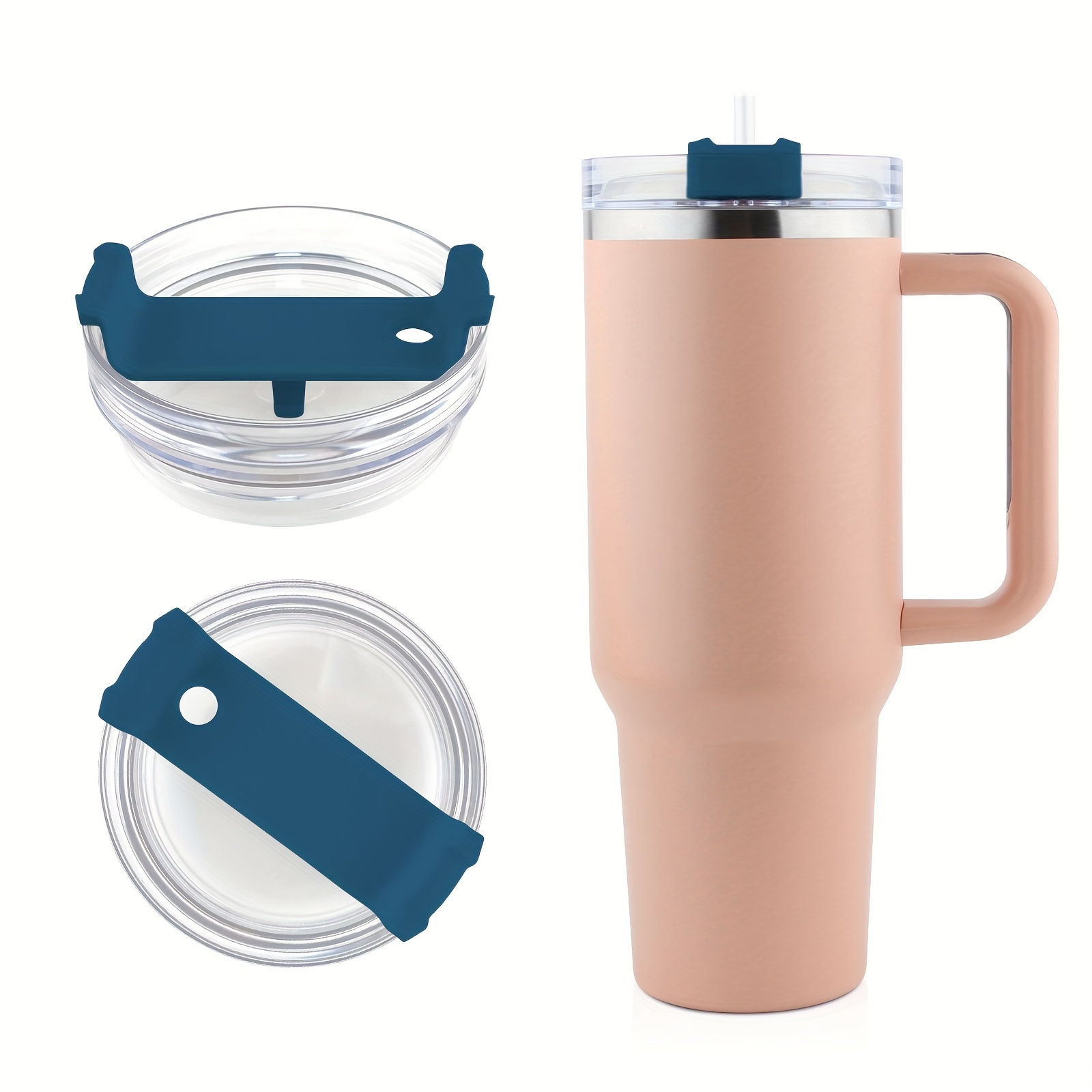 1Pc Universal Coffee Cup Lid Mug Cover Thermos Water Bottle Silicone Tumbler  Lids Replacement with Straw