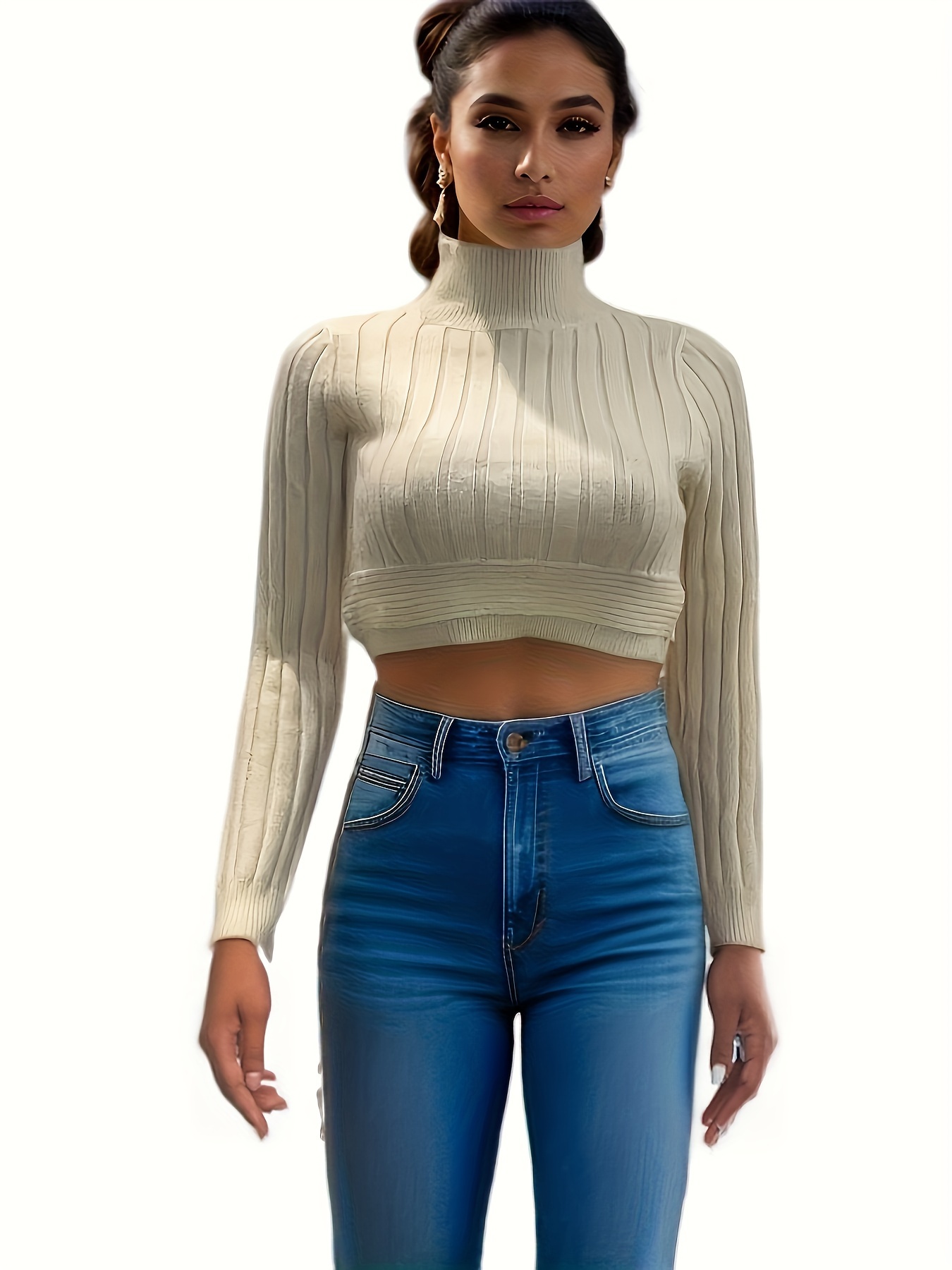 Long Sleeve Crop Turtleneck - Temu