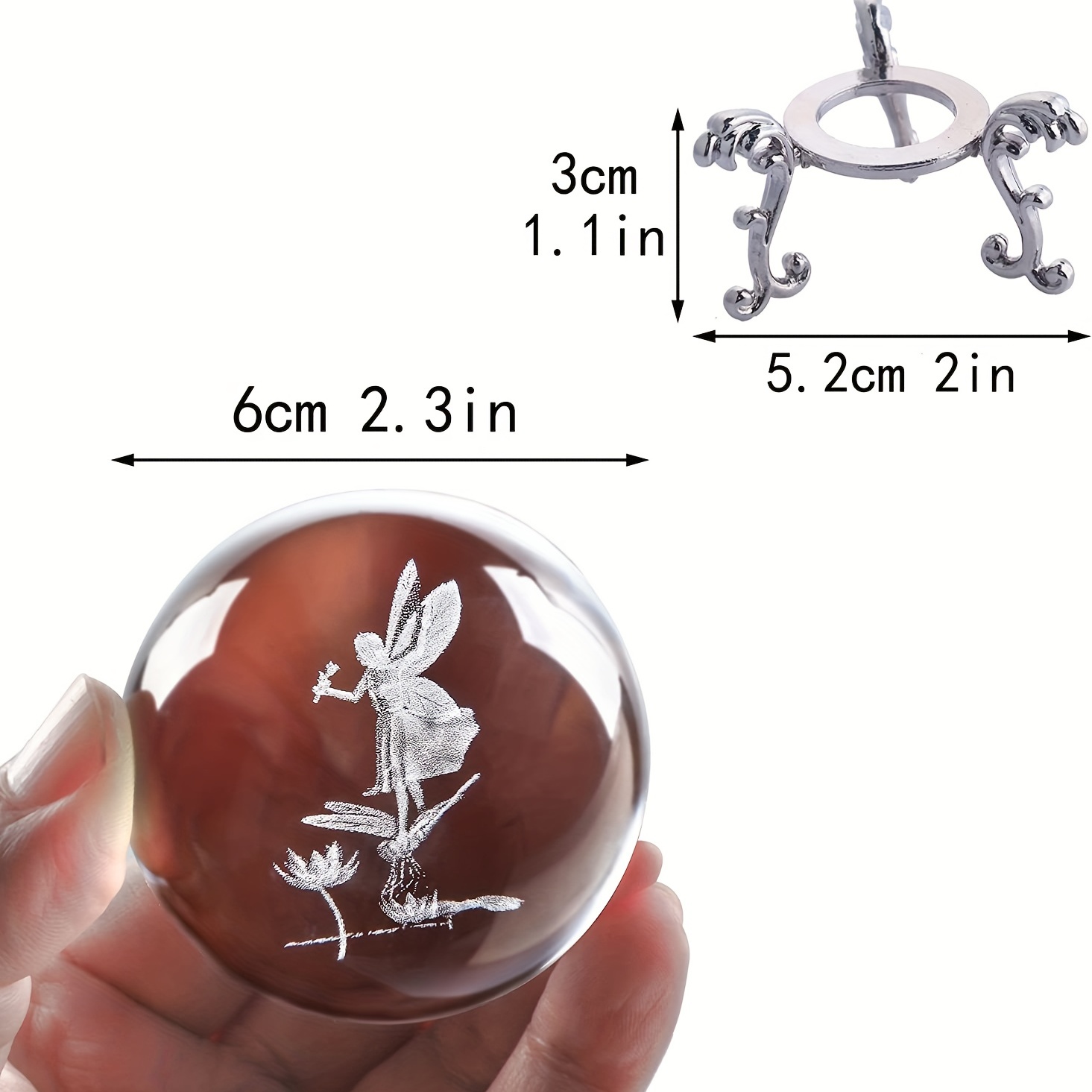 3D Laser Crystal Angel Statue Decorative Ball, Gift