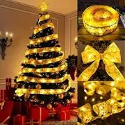christmas tree ribbon string lights battery operated led light strips suitable for indoor and outdoor christmas decorative lights holiday parties weddings christmas camping decorative light strips that adults love details 4