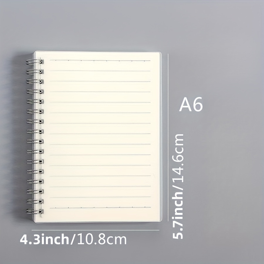 A5 A6 B5 Spiral Notebook Simple PP Cover Transparent Matte Line Grid Blank  Dot Notepad Diary