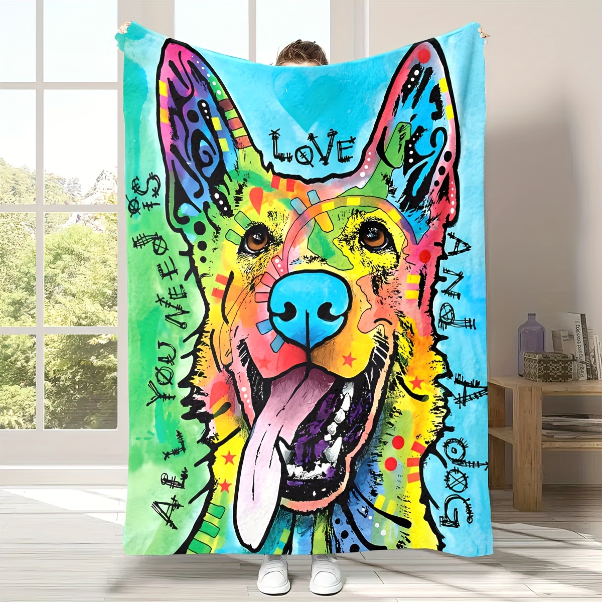 German shepherd fleece outlet blanket