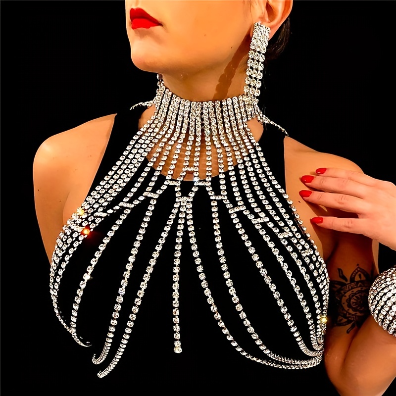 Rhinestone Heart Waist Body Chain Jewelry Bikini Crystal - Temu