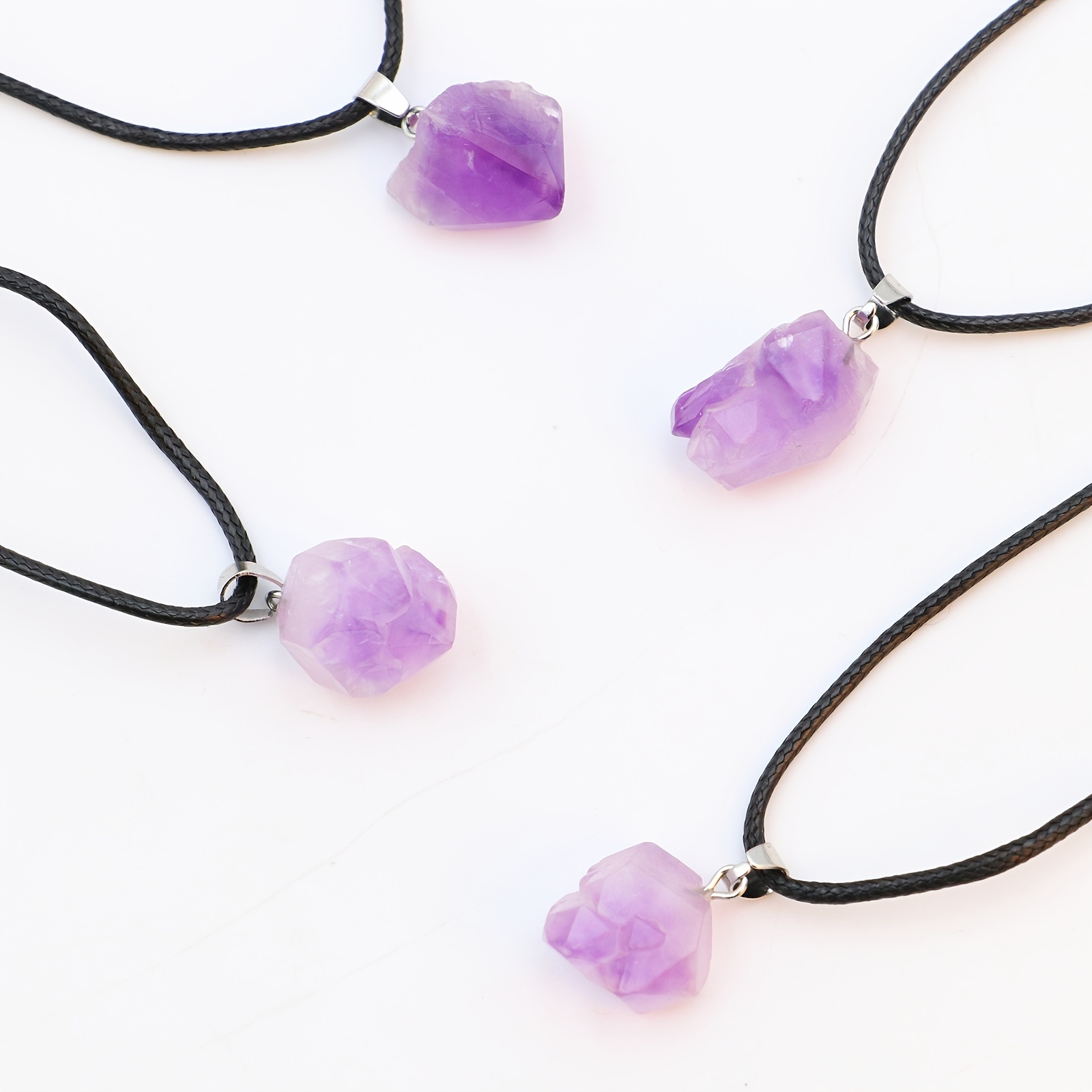 Raw Amethyst pendant necklace - natural hard stone necklaces – TENET