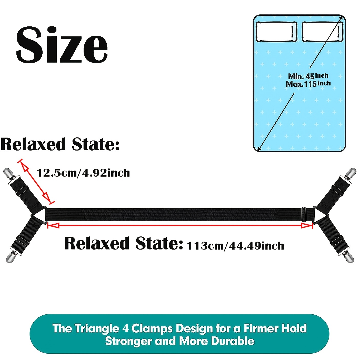 Stretchers With Metal Clips Stretchers Hold Up Sofa Elastic Sheet Support  Clip Straps Elastic Sheet Adjustable Bed Sheet Fasteners Fits All Beds And  M
