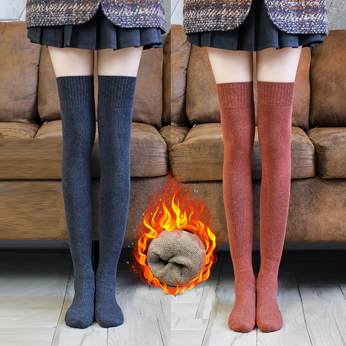 Cable Knitted Knee Socks Warm Stylish Knee Knit Socks Women - Temu