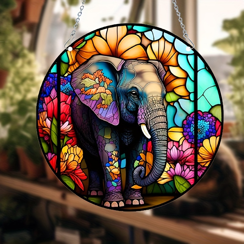 Colorful Elephant Double Side Painted Suncatcher Gift For Mom Friends