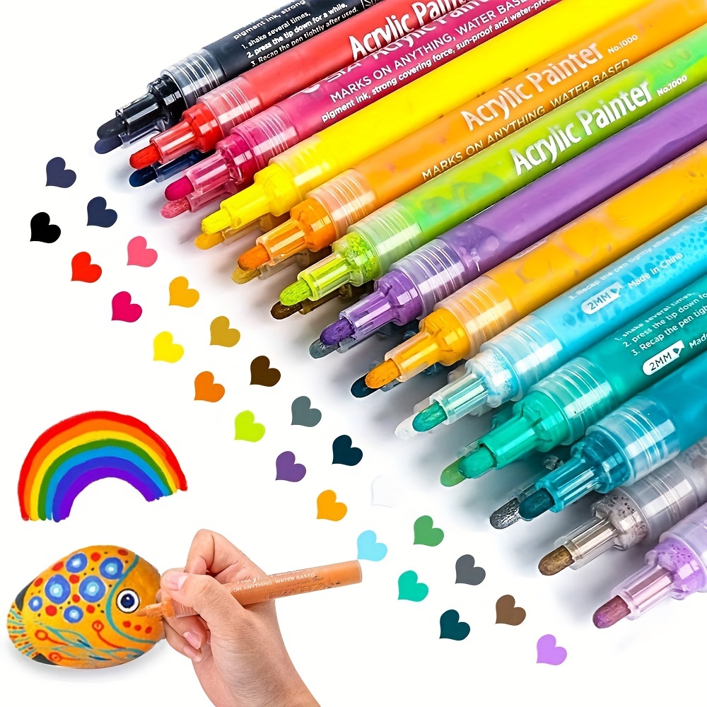 12/24/30 Colors Acrylic Paint Pens Soft Brush Tip - Temu