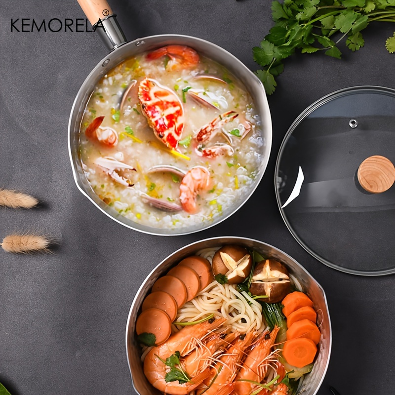 Snow Pan, Stainless Steel Sauce Pan With Transparent Glass Lid, Vegetable  Cooking Pan, Non-stick Pan, Household Noodle Pan, Soup Pan, Small Pot,  Cookware, Kitchenware, Kitchen Supplies, Kitchen Items - Temu