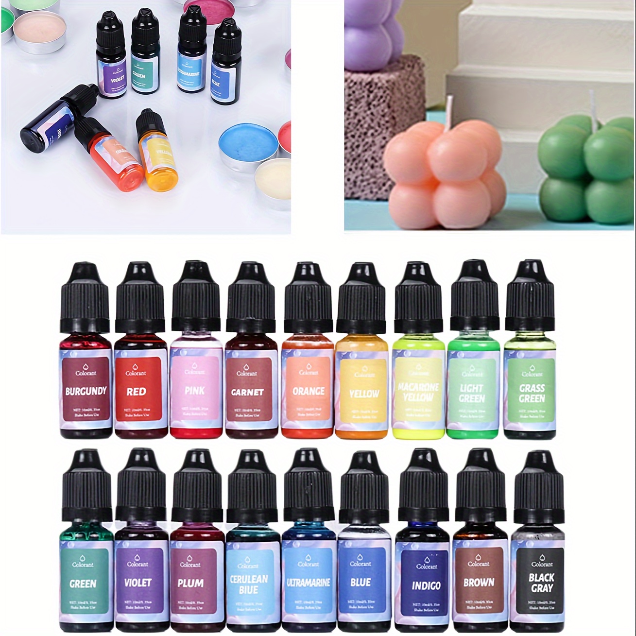 Pigmento de cera de soja para velas, colorante no tóxico, utilizado para  hacer velas perfumadas, 20 colores opcionales, 2 g/bolsa