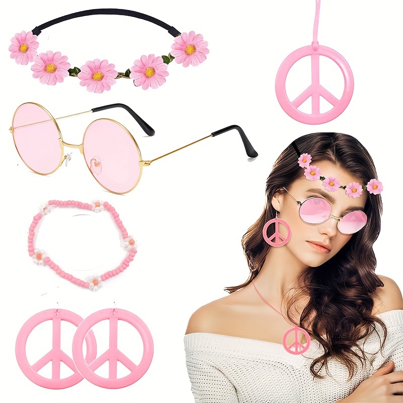Hippie Costume Accessories Women Peace Sign Necklace - Temu