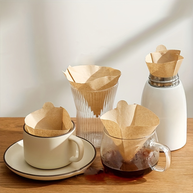 Filtros de café de papel, 40 piezas/bolsa, fácil de usar, filtro de café  sin blanquear para cafetera de goteo, color madera