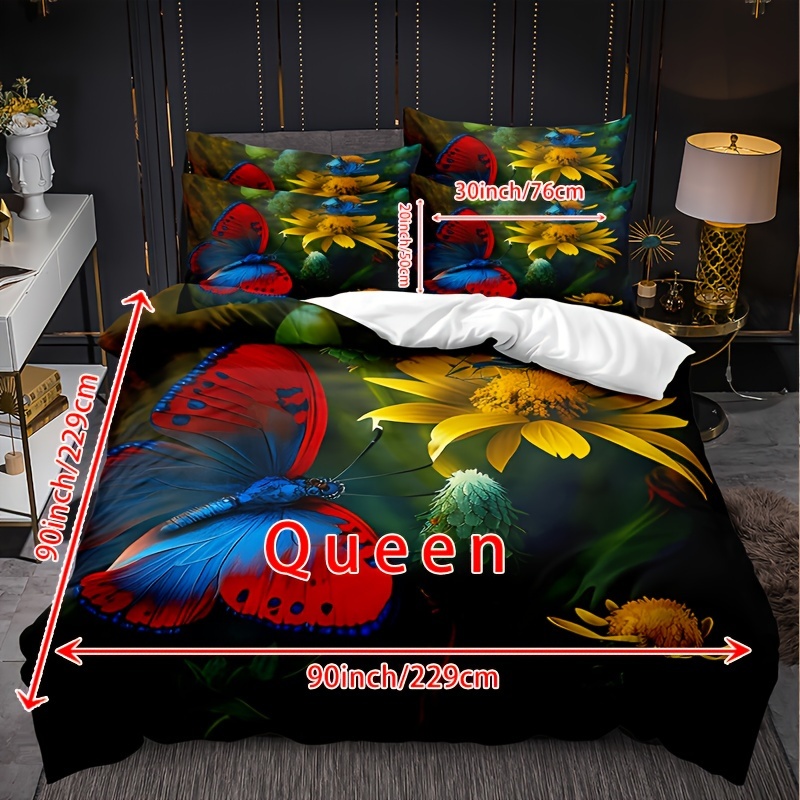 Butterfly Flower Duvet Cover Set Cover Without Core) 3d - Temu Canada