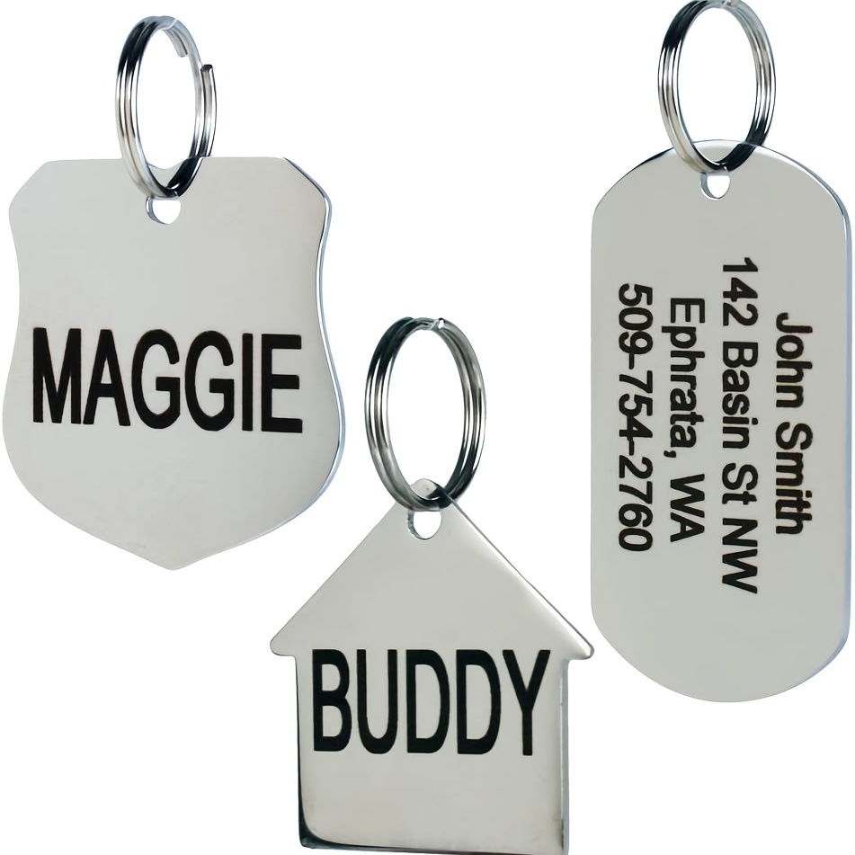 Slide-On Personalized Stainless Steel Pet ID Tag