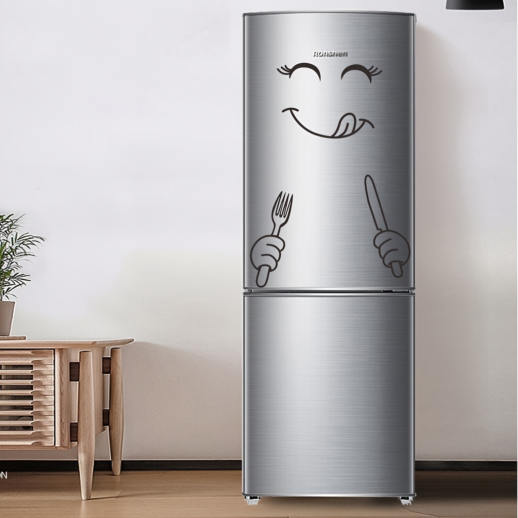 1pc Playful Fashion Glasses joyful Face Refrigerator Wall Sticker - Cartoon-Inspired, Easy-to-Apply & Disposable Decor for Kitchen