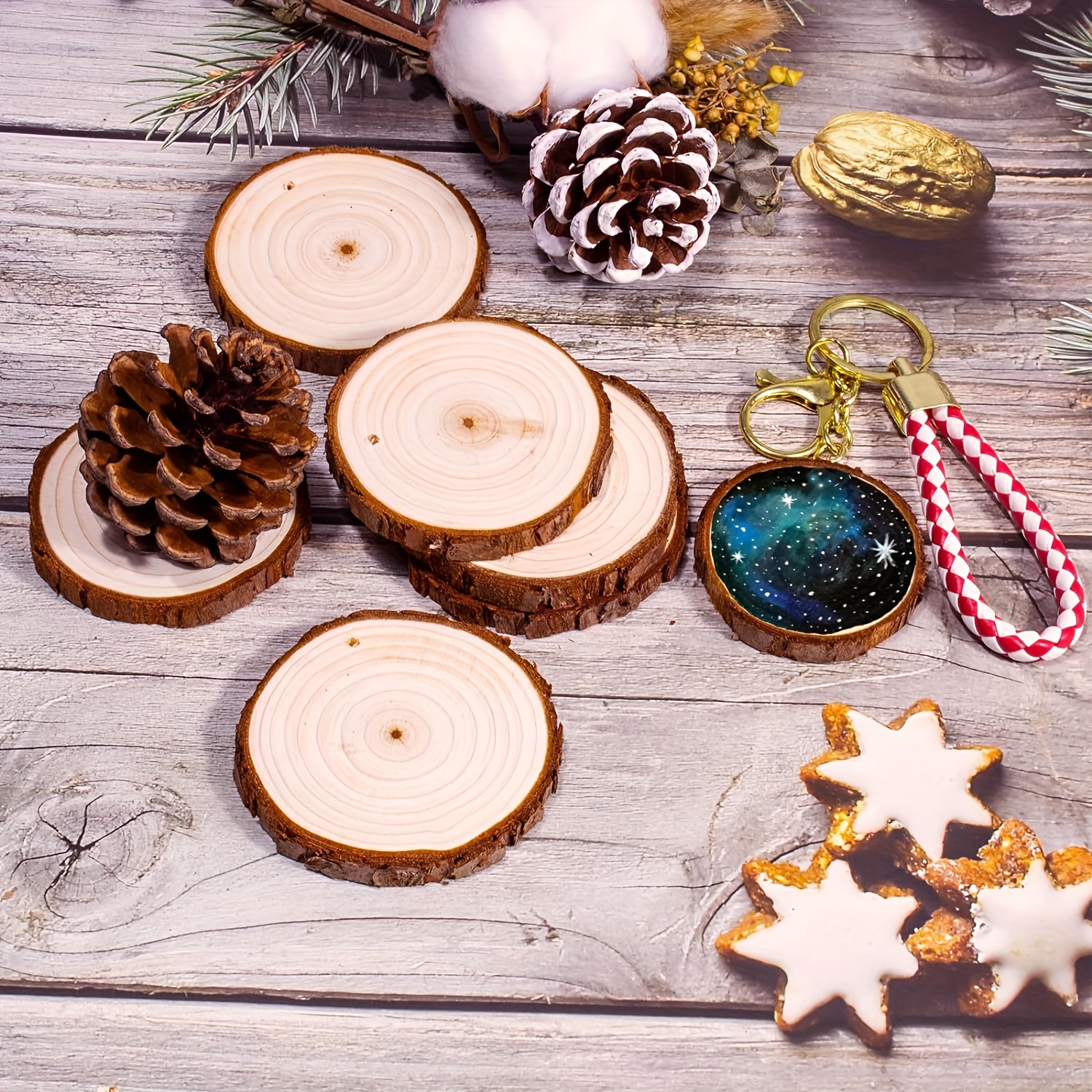  Wood Slices 20 Pcs 3.5-4 Inch Natural Wood Rounds Wooden  Circles for Crafts Christmas Ornaments Unfinished Wood Kit with Predrilled  Hole for DIY Arts Painting Centerpieces