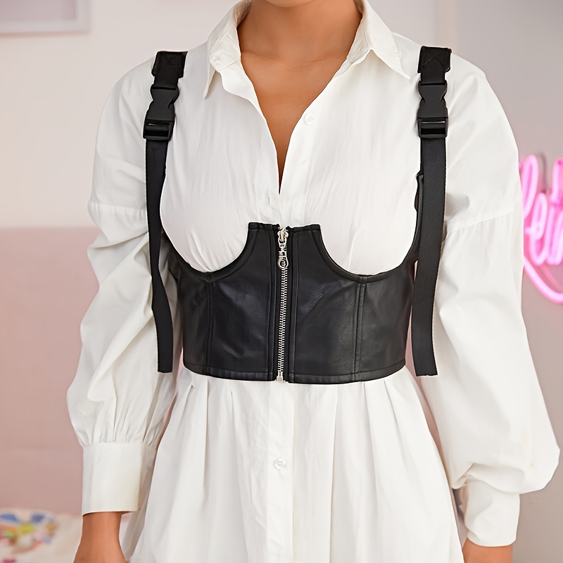 Women's Black Outside Suspender Girdle Casual Simple Button - Temu