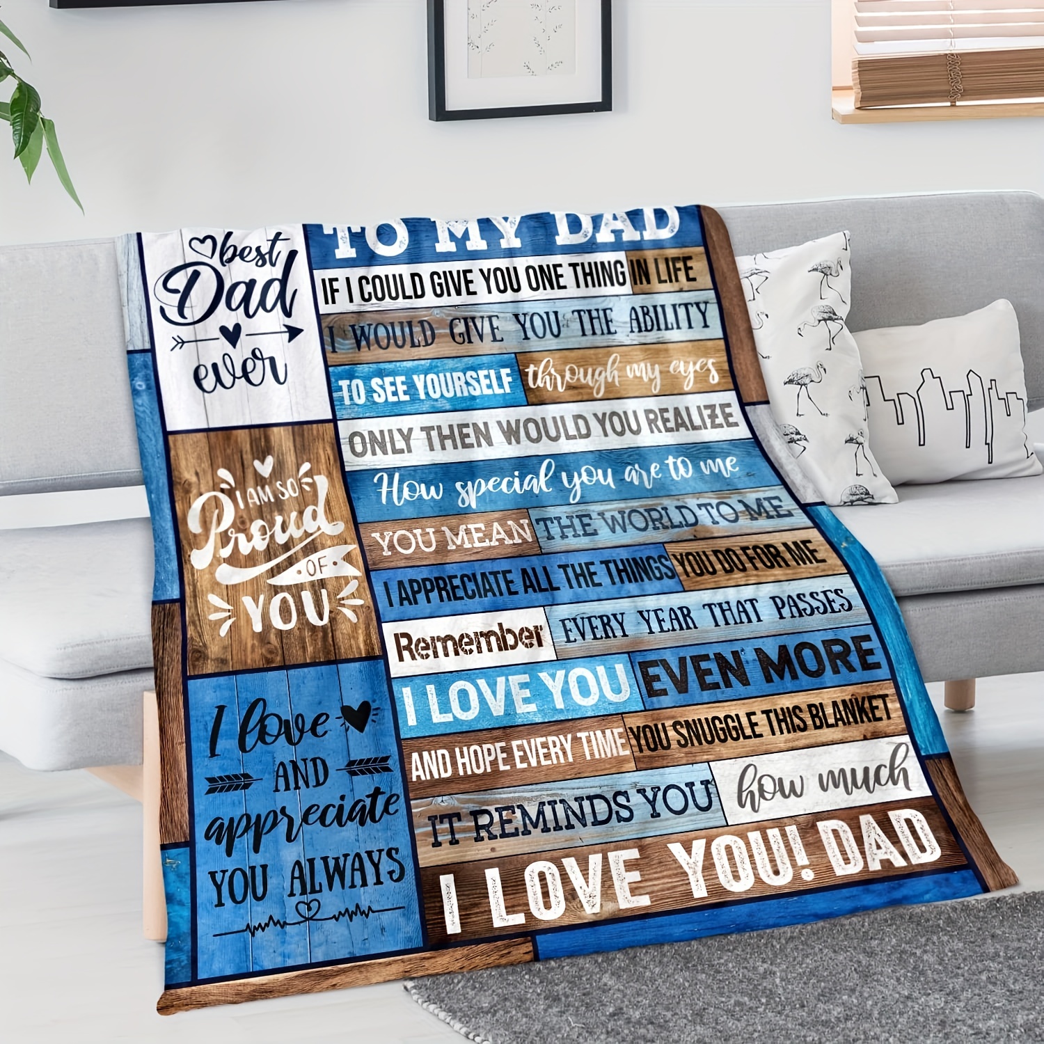 Envelope Printed Flannel Blanket Dad Blanket Warm Cozy Soft Temu