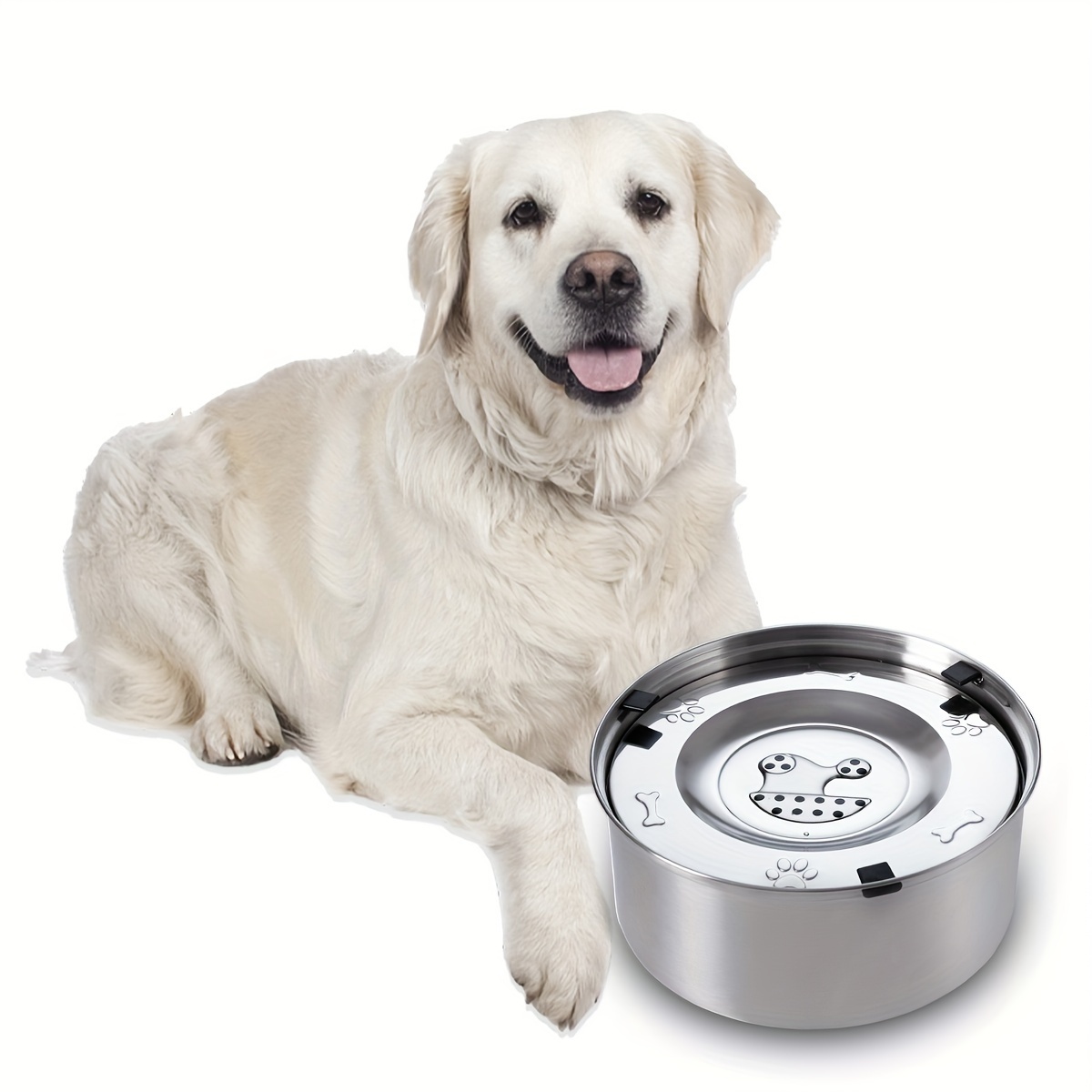 Double Dog Water and Food Bowls and 3L Stainless Steel Dog Bowl, No Spill  Water Bowl for Large Dogs, Spill Proof Vehicle Pet Water Dispenser Travel