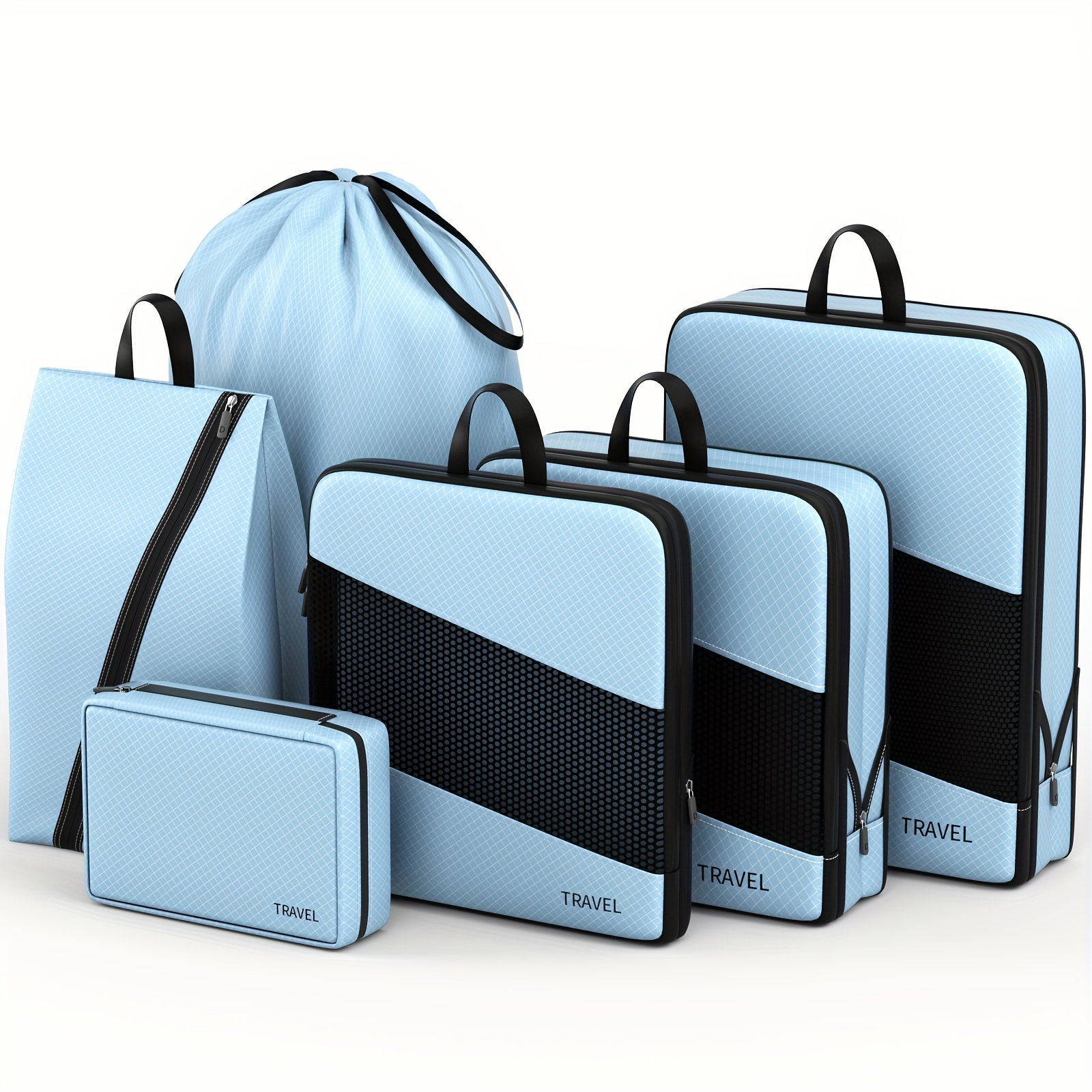Veken 6 cubos de embalaje, organizador de equipaje de viaje con bolsa de  lavandería y bolsa de zapatos, Color verde azulado., Cubos de embalaje