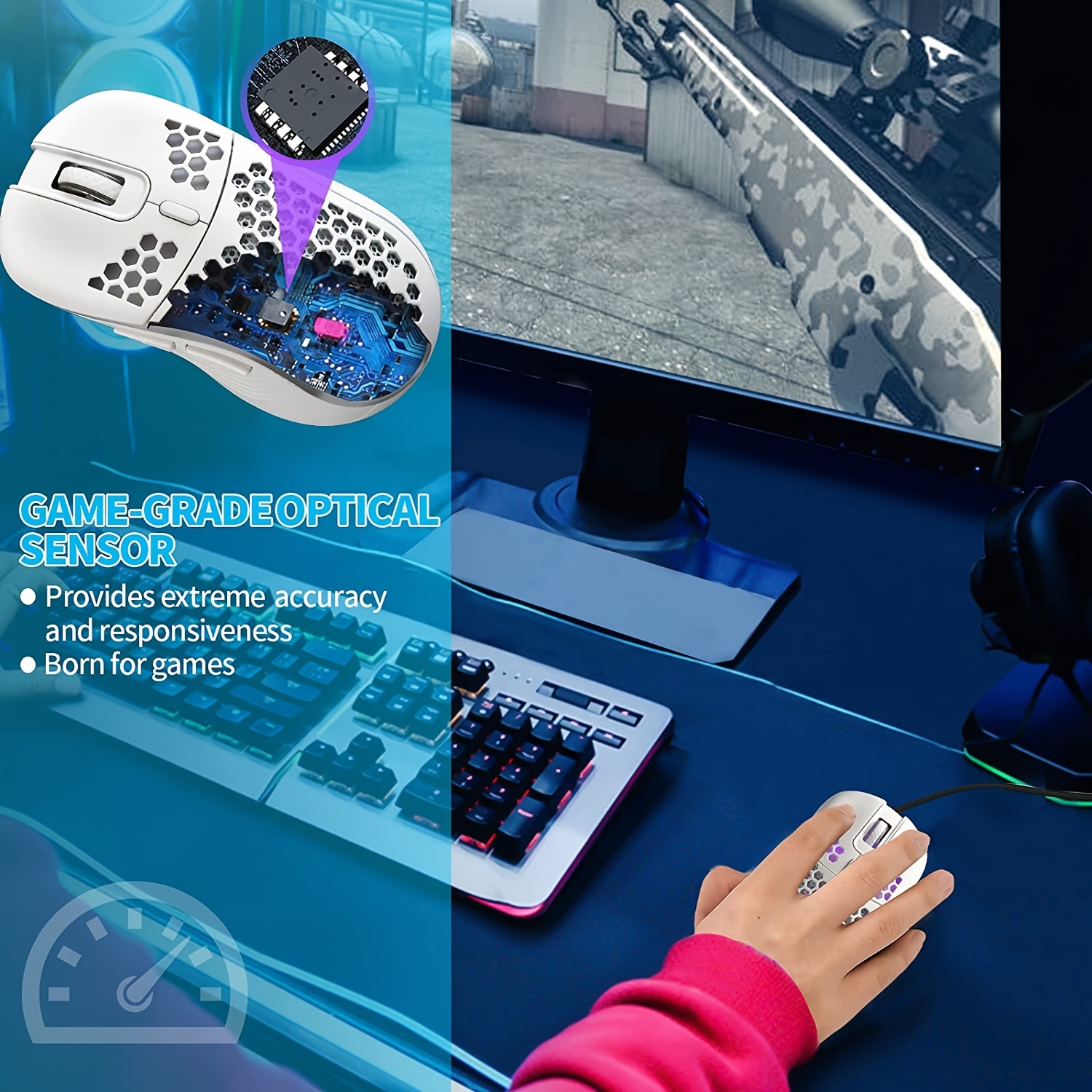 Ergonomic Lightweight Gaming Mouse - 7200 Adjustable Dpi, Rgb Backlight &  High Precision Sensor For Windows Pc & Laptop Gamers - Temu