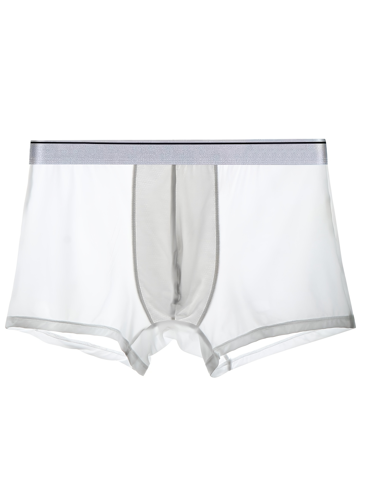 adviicd Underwear Men Mens Boxers Briefs Men Ice Silk Underwear Low Rise  Slim Legging Tight Pant White 2XL