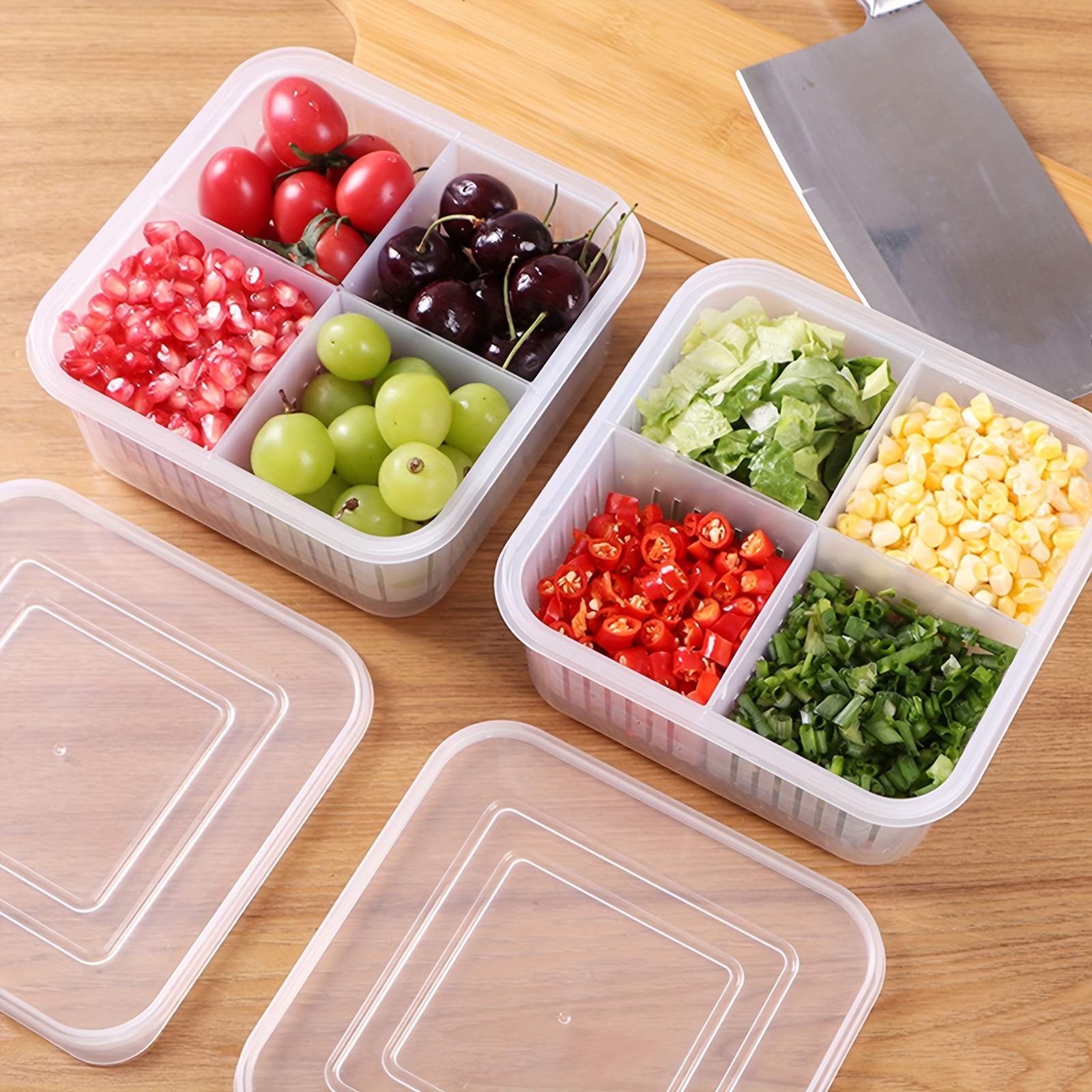 Food Storage Containers With Lids Airtight,plastic Reusable Fresh Produce Fruit  Storage Organizer Storage Bin With 4detachable Small Boxes For  Restaurants/hotels - Temu Germany