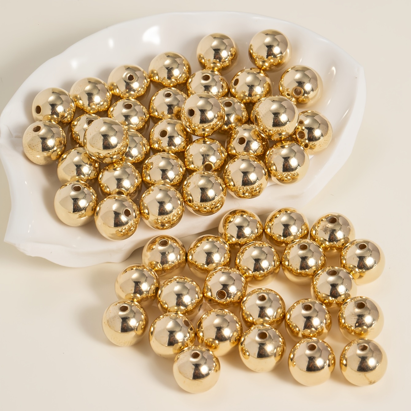 80pcs 10mm Straight Hole Plastic Round Beads