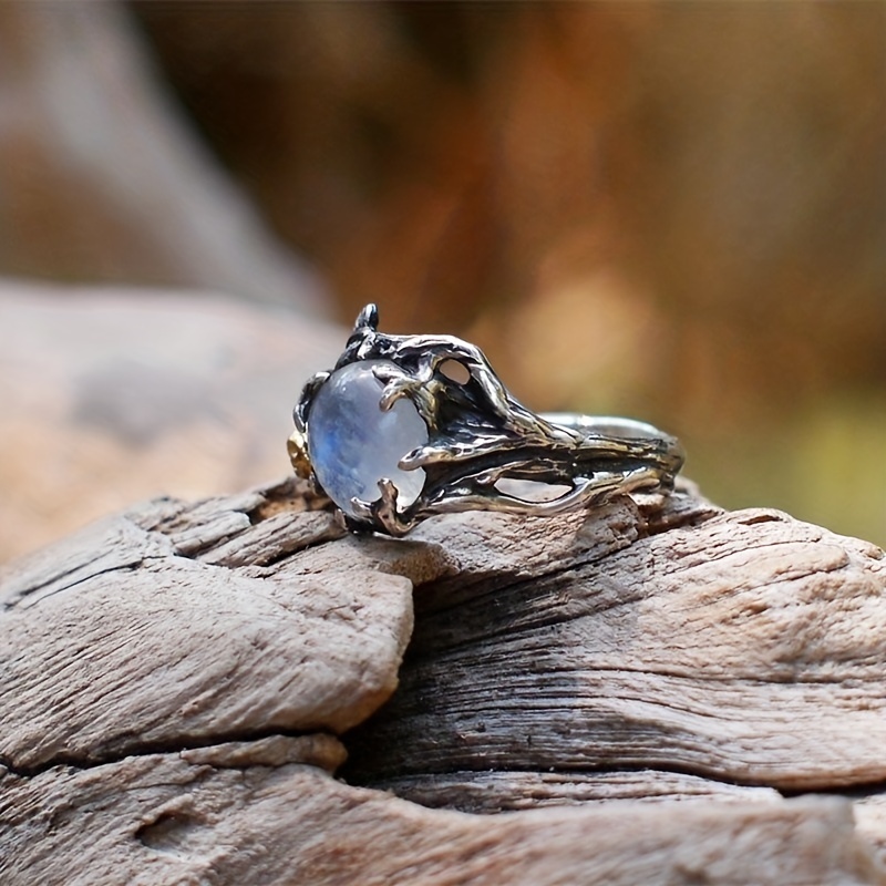 Men's Vintage Moonstone Ring, Exotic Design