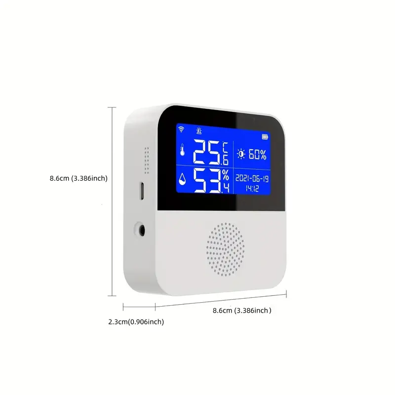 1pc Tuya Digital Wifi Temperature And Humidity Sensor With External Probe  Lcd Screen Remote Monitor Alarm Notification Indoor Wireless Thermometer  Hygrometer Smart Life App - Tools & Home Improvement - Temu