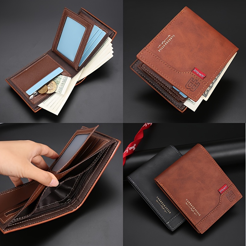 1pc Men's New Fashion Wallet, Large Capacity Coin Purse, Multi Card Slot Card Case With Zipper Coin Pocket Money Clip