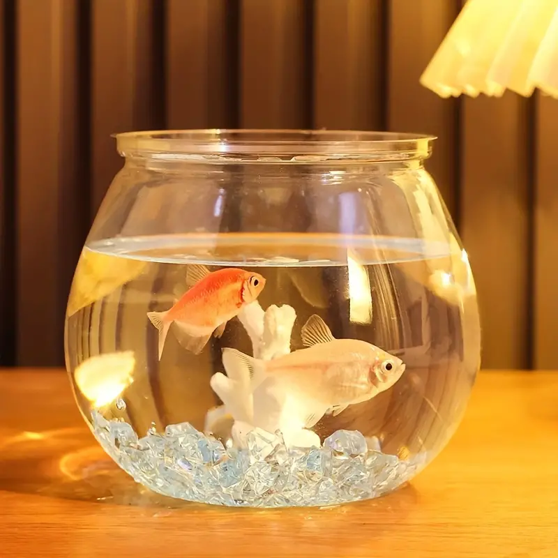 Round Fish Tank Thickened Transparent Plastic Goldfish Tank - Temu Canada