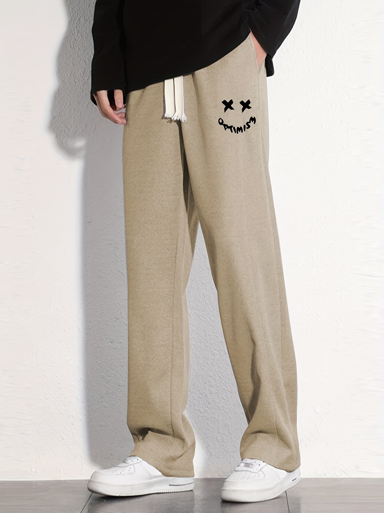 Smiling And OPTIMISM Letter Graphic Print Men's Sweatpants