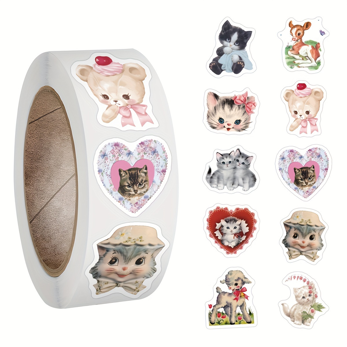 10/30/60pcs Cute Cartoon Pink Coquette Stickers Cat Animal Decals  Decoration Notebook Phone Suitcase Fridge Guitar Sticker Toys