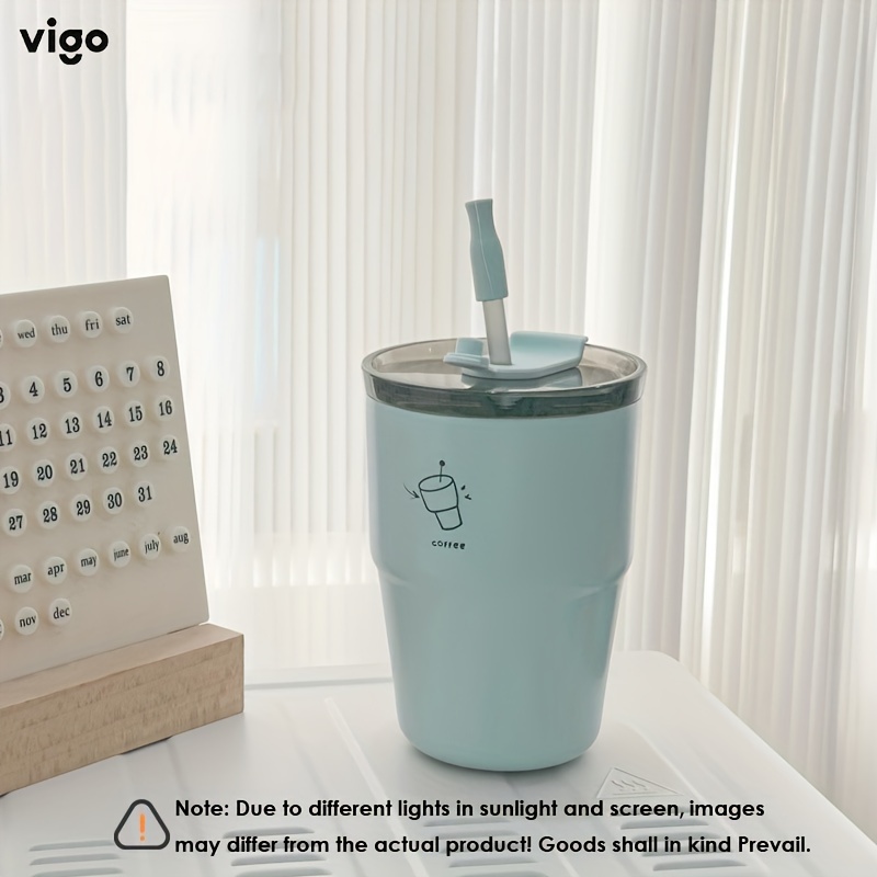 Vigo Coffee Mug With Lid And Straw Stainless Steel Coffee - Temu