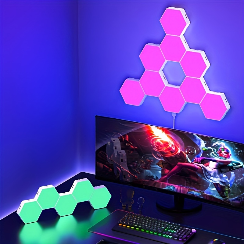Hexagon Lights Led Wall Panels Rgb Gaming Lights Panel Hex Tiles