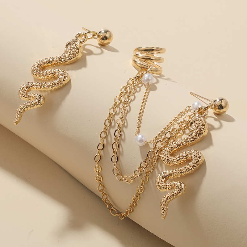 Multi-layer Chain Snake Earrings, Unique Design