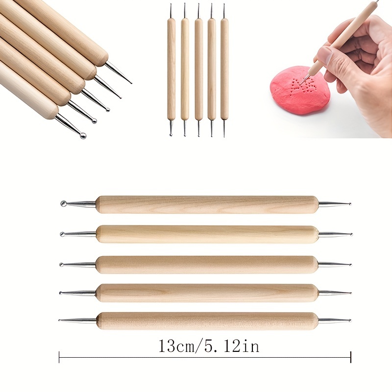 22Pcs Tip with Wood Handle Clay Sculpting Tool Kit Carving Modeling Tool  New
