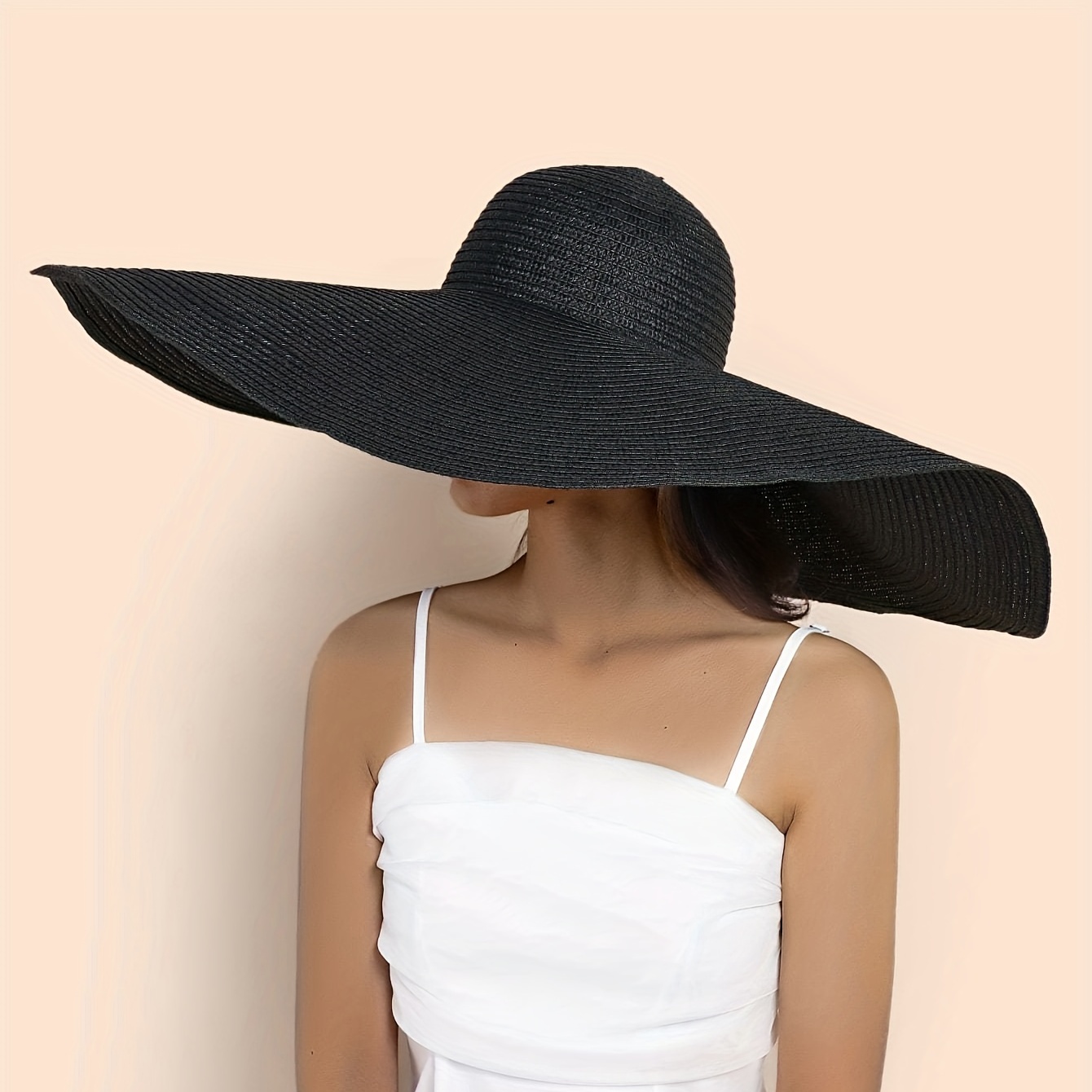Stay Cool Protected: Solid Large Brim Straw Hat Women - Temu Canada