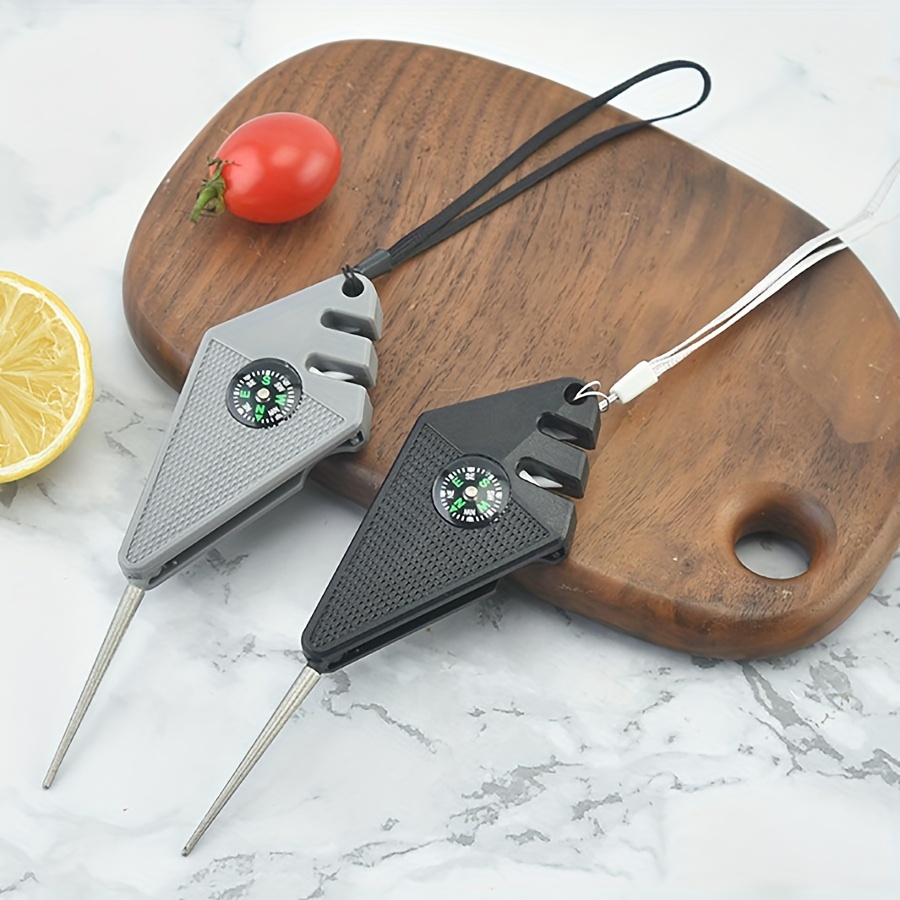 1pc, Multi-functional Mini Knife Sharpener, Outdoor Portable Sharpening  Stone With Compass, Fish Hook Sharpener, Whistle, Fish Hook, Knife  Sharpening Tool, Hand-held Two-section Sharpener, Kitchen Gadgets, Kitchen  Stuff, Kitchen Accessories - Home 