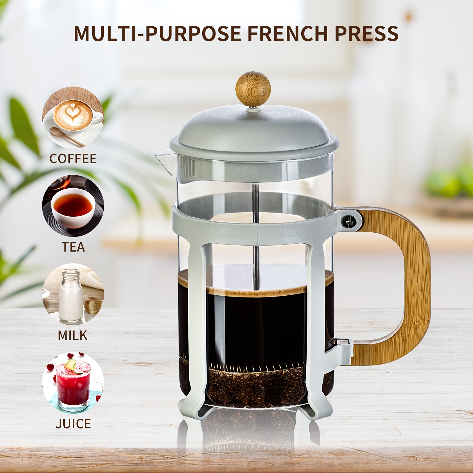 French Press Coffee And Tea Maker Thickened Borosilicate - Temu