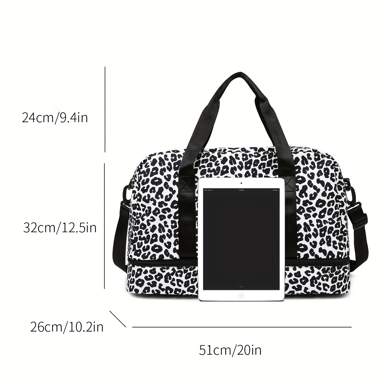 Leopard Pattern Sports Gym Bag Large Capacity Travel Duffle - Temu