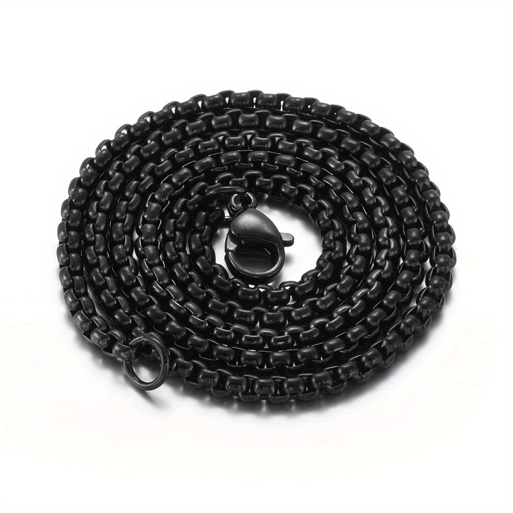Image of 1pc 304 304 304 304 Stainless Steel Round Box Chain Necklace For Women Men 18inch To 28inch Square Chain Silvery Jewelry For Boy Girl Daily Christmas Gifts