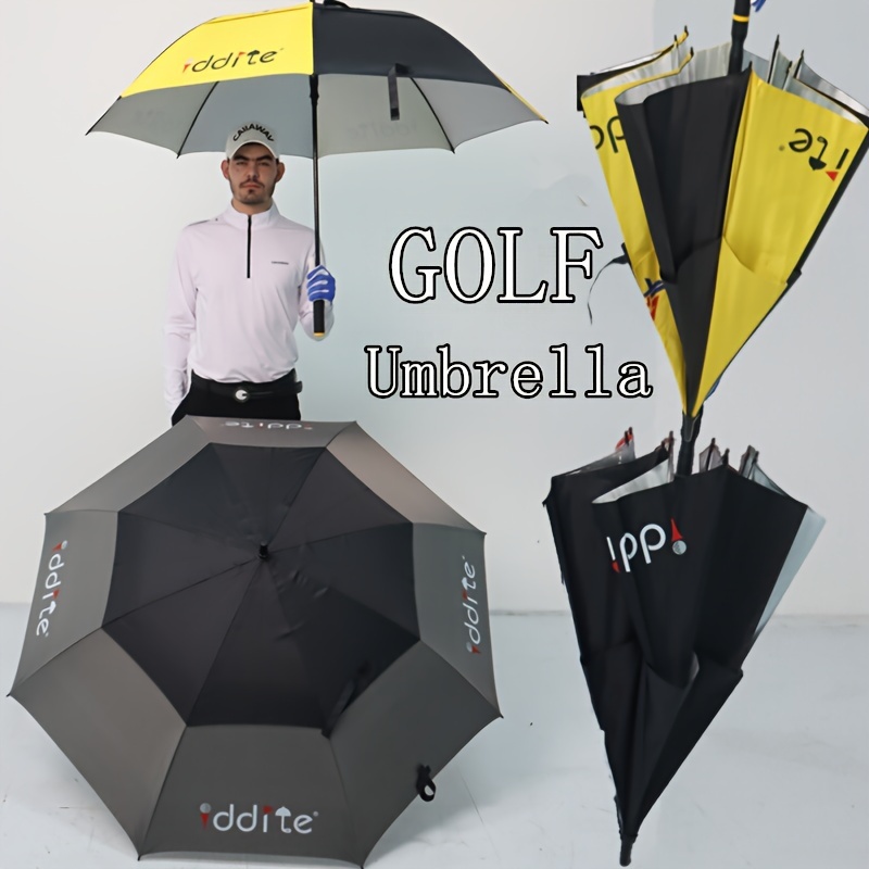 1pc Tragbarer Doppelschicht-Dreifach-Sonnenschirm, Große Größe Winddichter  Golfregenschirm