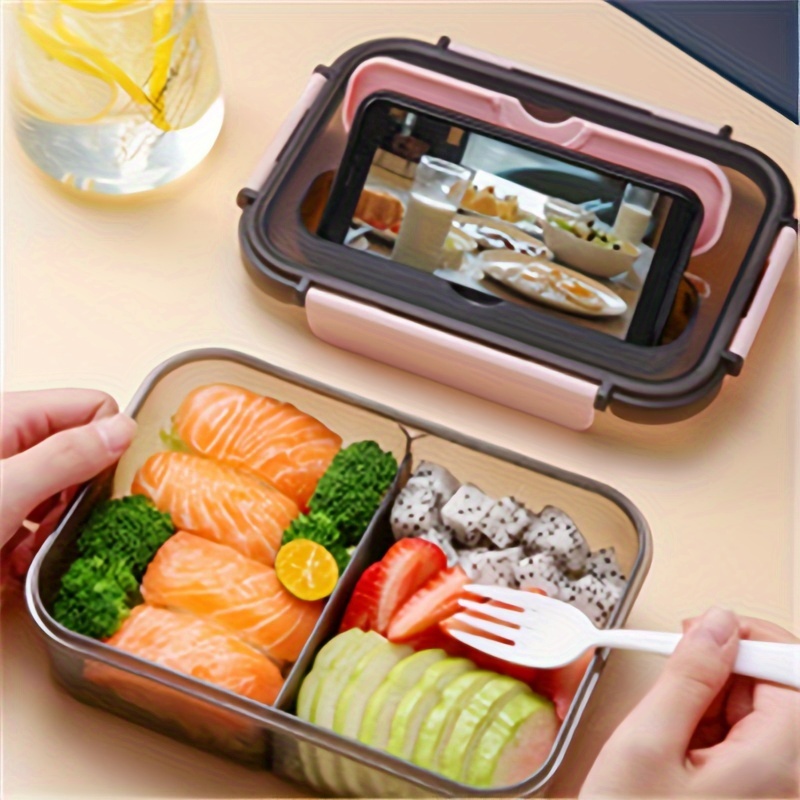 1pc Sealed Lunch Box With Dividers, Microwaveable, Including