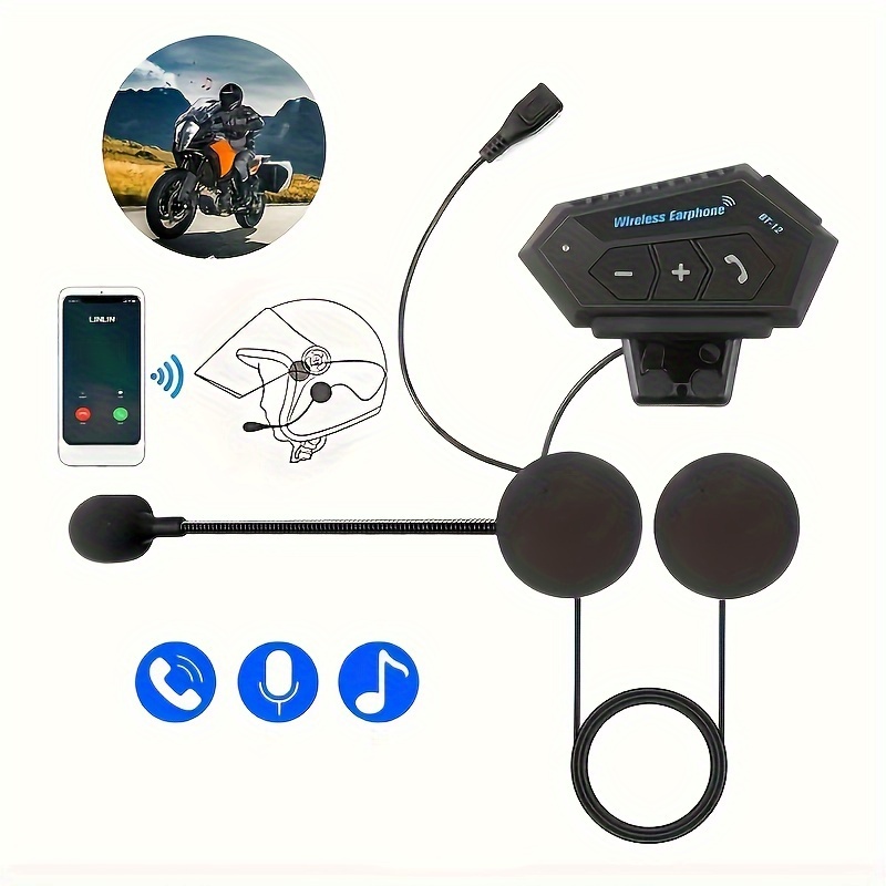 ILM Motorcycle Bluetooth Headset Waterproof 6 Riders 1200M Helmet  Communication Intercom System with Speakers FM Radio Music Sharing for  Motocross