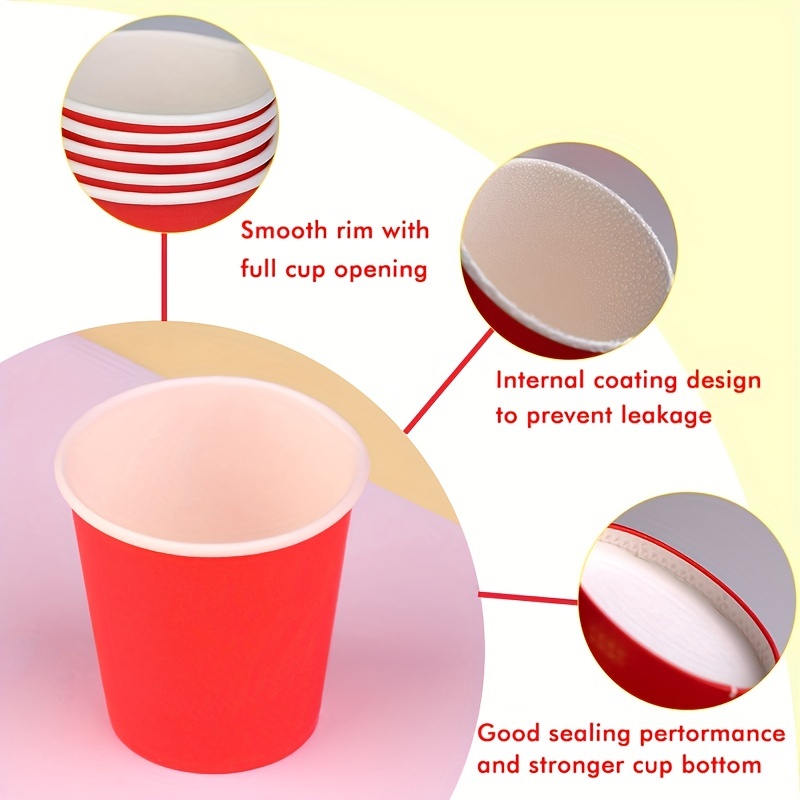 50pcs 3oz Disposable Red Paper Cups