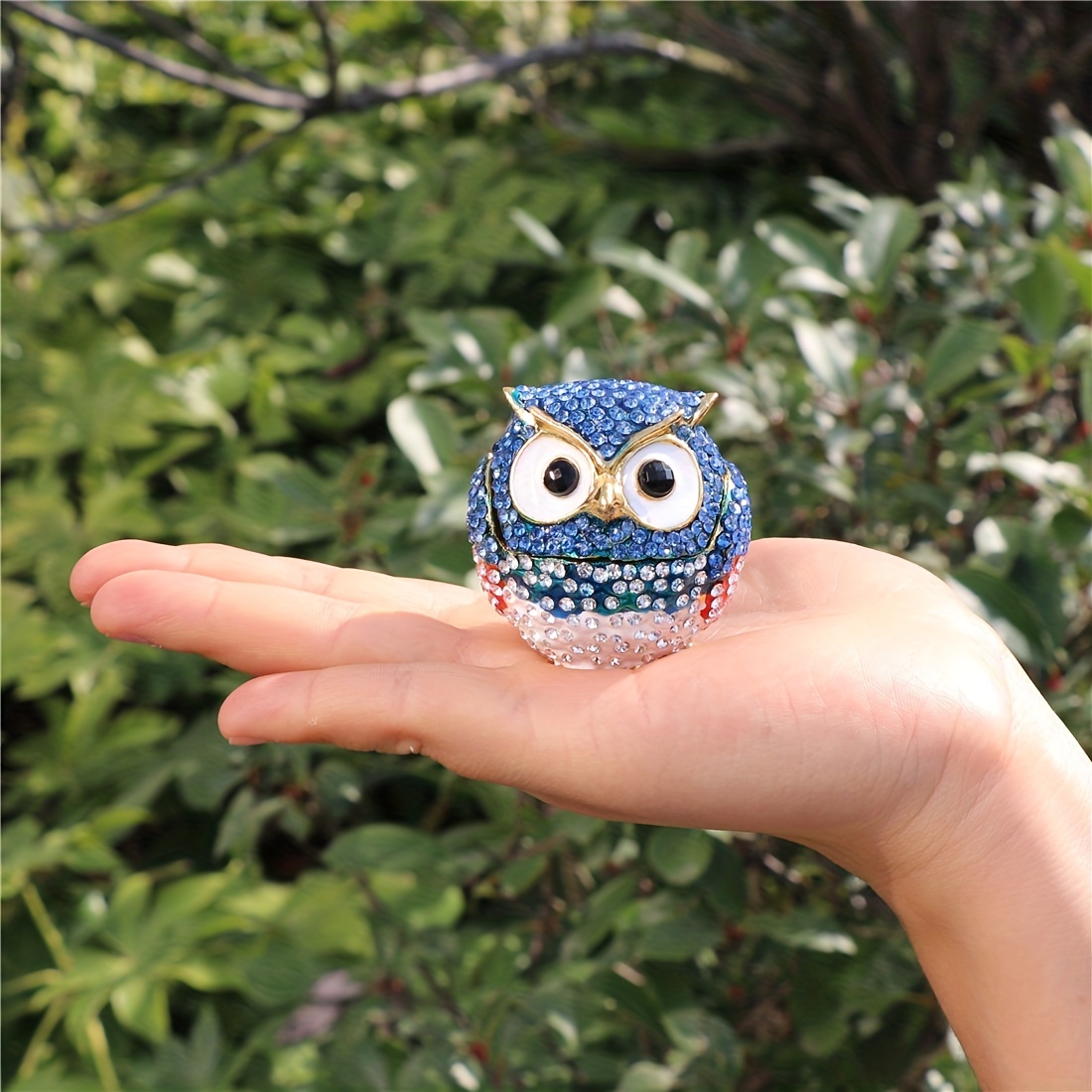 1 Bo te Bijoux D corative Figurine Hibou Bleu Bo te Temu Canada