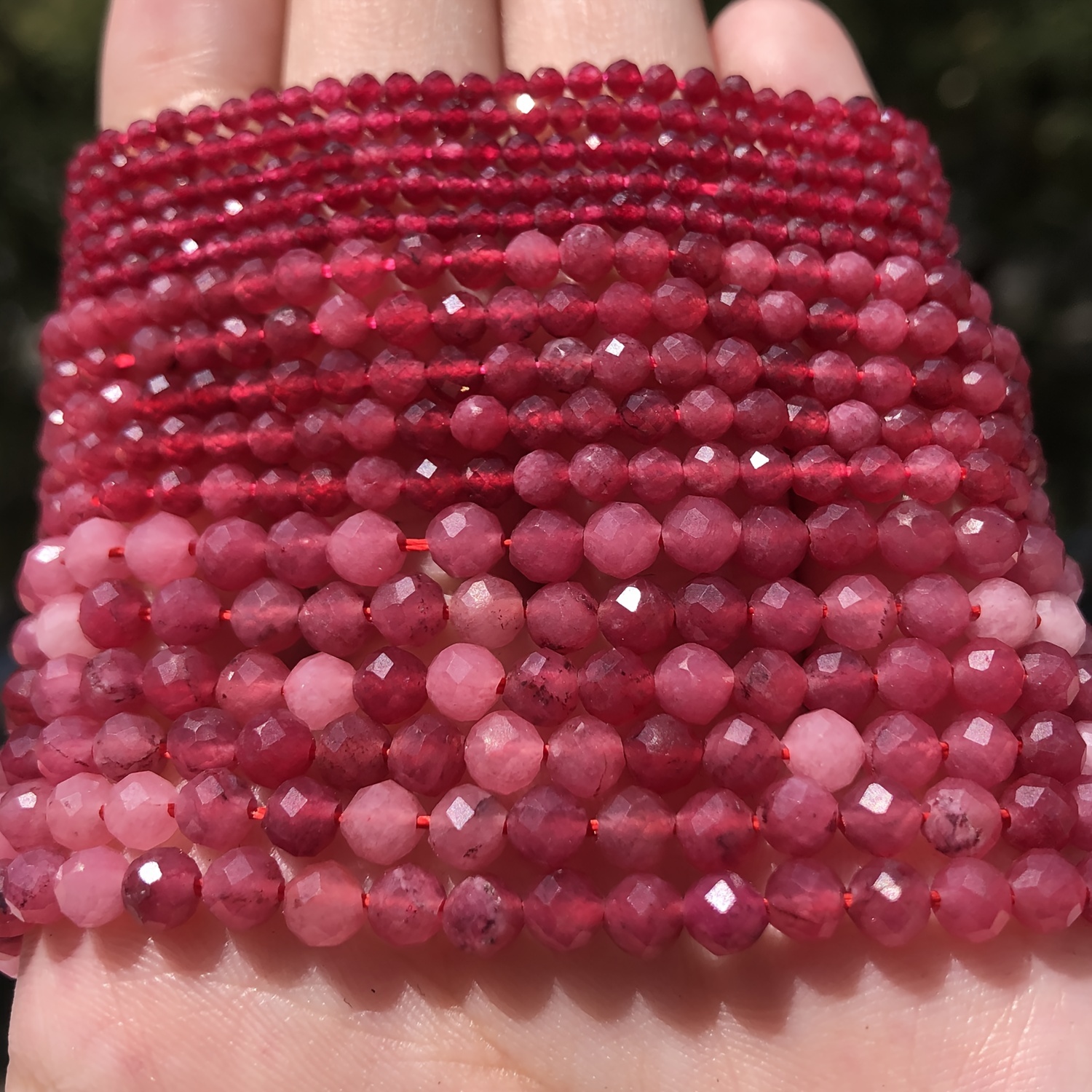 2/3/4mm Faux Rubys Stone Beads Red Crystal Round Loose Spacer Waist Beads  For Jewelry Making DIY Bracelet Supplies